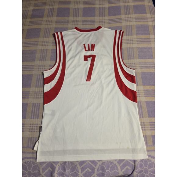 Jeremy Lin Houston Rockets Adidas White Red Number #7 Jersey Medium +2 Length - Picture 2 of 12